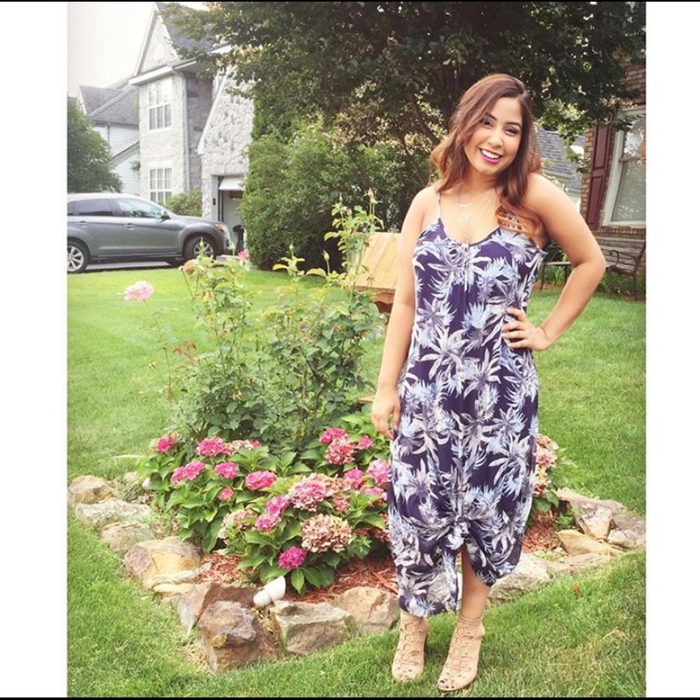 Tobi Midi Maxi Blue Palm Tree Dress